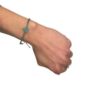 Mishky Adjustable Bracelet with Beaded Heart | Handmade | Turquoise